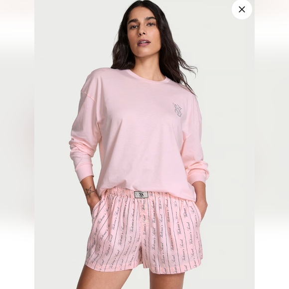 PINK Victoria's Secret Other - New Victoria's SecretFlannel Long-Sleeve Short Tee-Jama Set Small